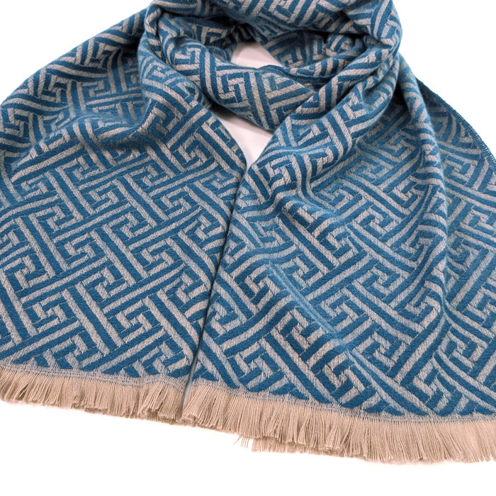 Cekik - Maze Pattern Pashmina Scarf (65x185cm) - Blue