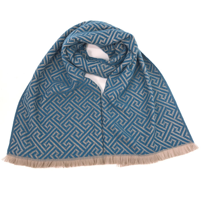 Cekik - Maze Pattern Pashmina Scarf (65x185cm) - Blue