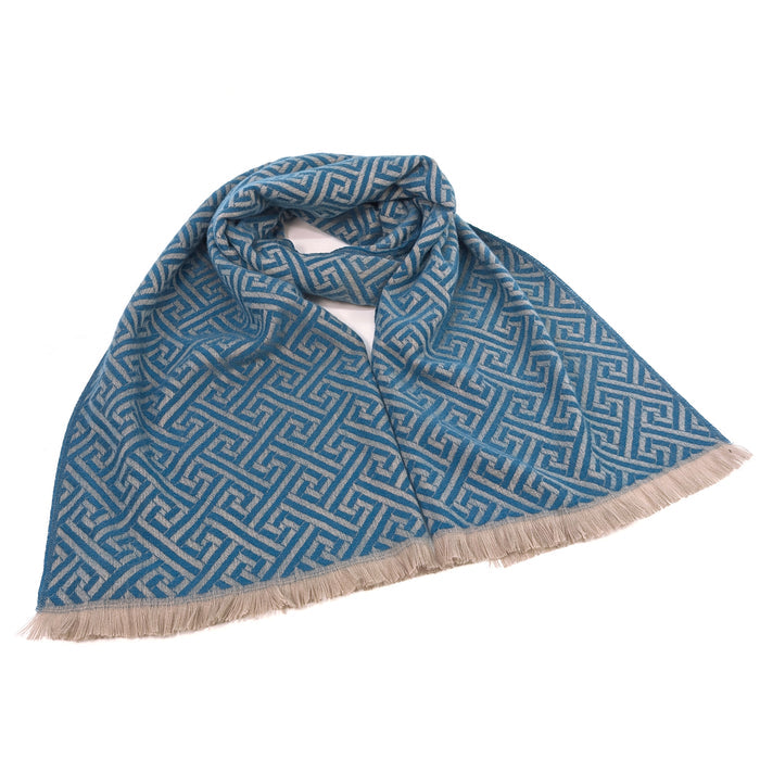 Cekik - Maze Pattern Pashmina Scarf (65x185cm) - Blue