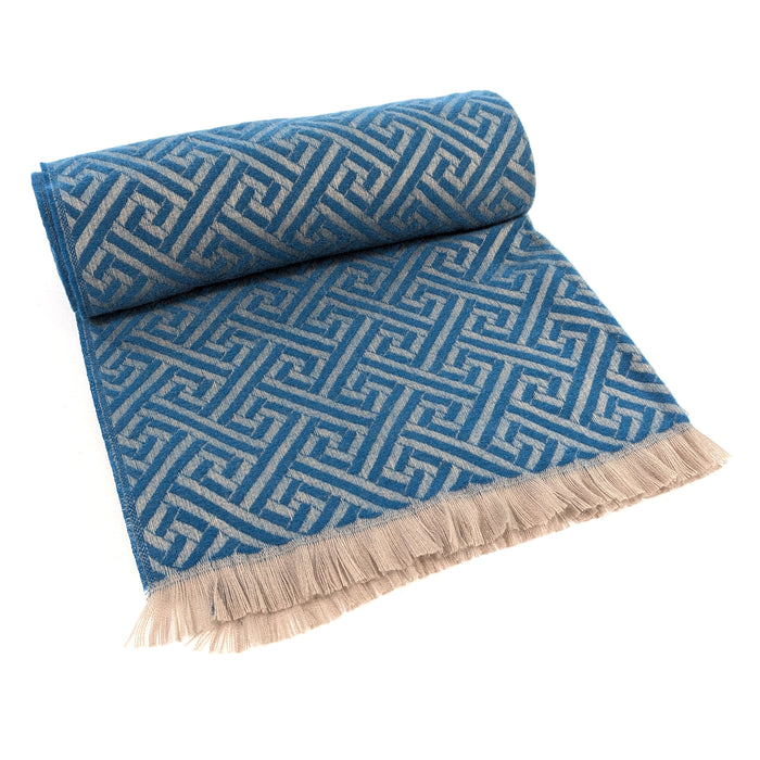 Cekik - Maze Pattern Pashmina Scarf (65x185cm) - Blue