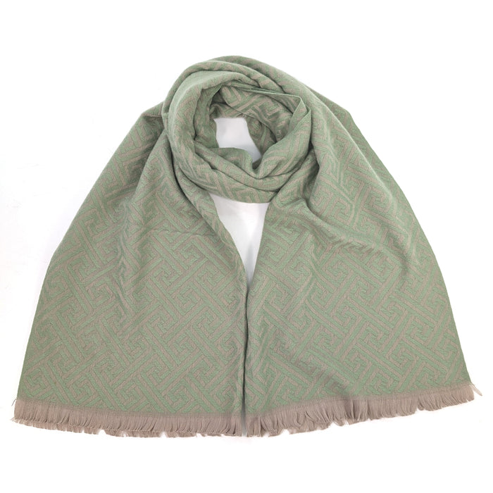 Cekik - Maze Pattern Pashmina Scarf (65x185cm) - Green