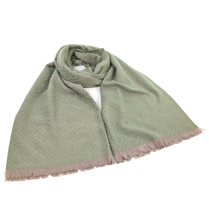 Cekik - Maze Pattern Pashmina Scarf (65x185cm) - Green