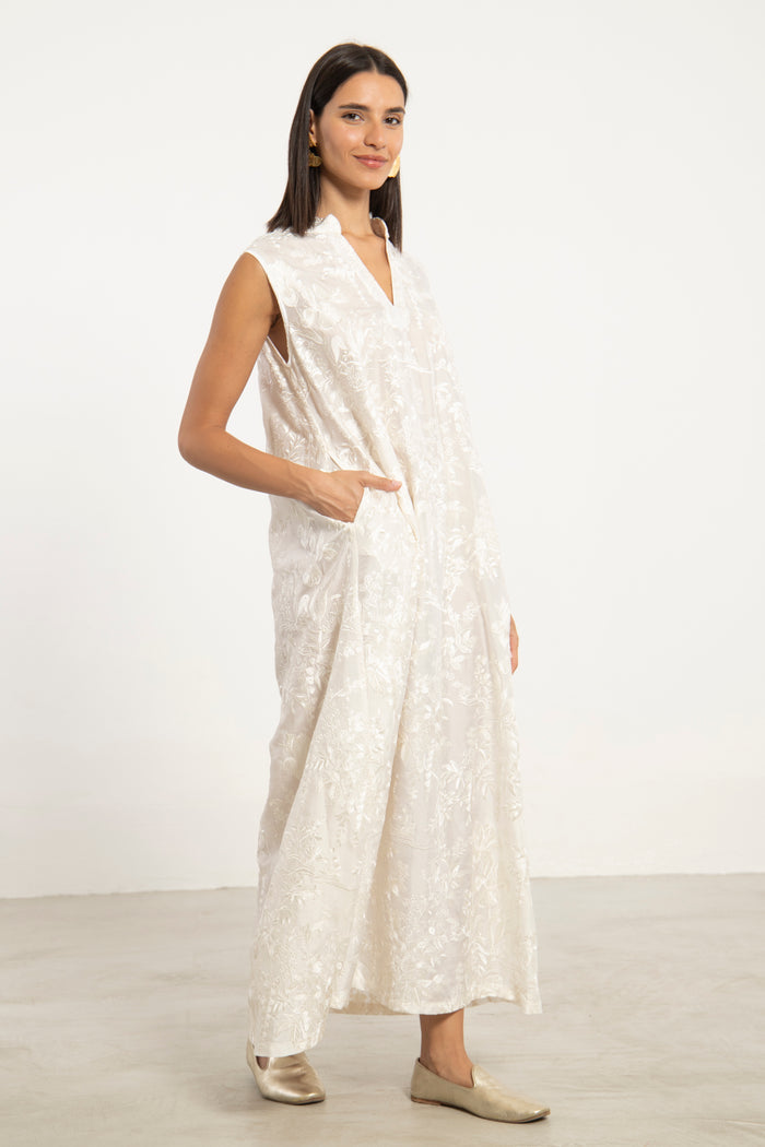 Cherihane Silk White Dress