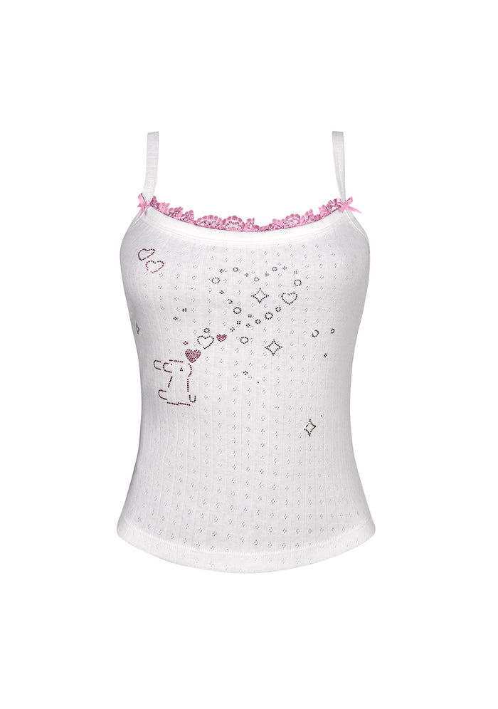CHERISH POINTELLE CAMI TOP WHITE