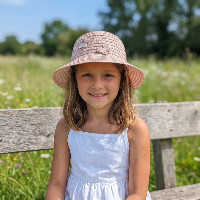 Childrens Butterfly Hat Pink (54cm)