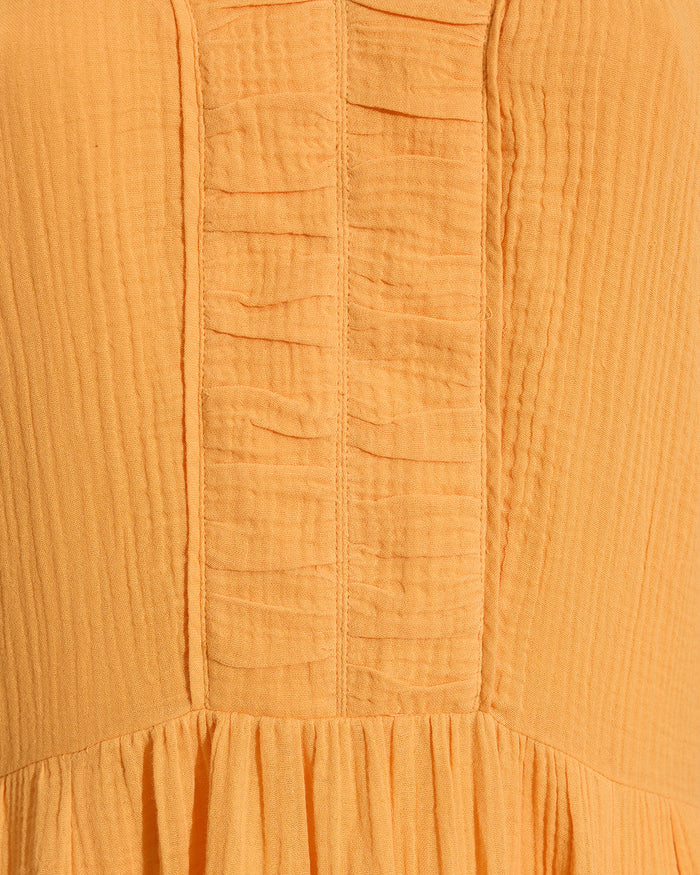 Chloe V-Neck Midi Dress in Crinkle Cotton