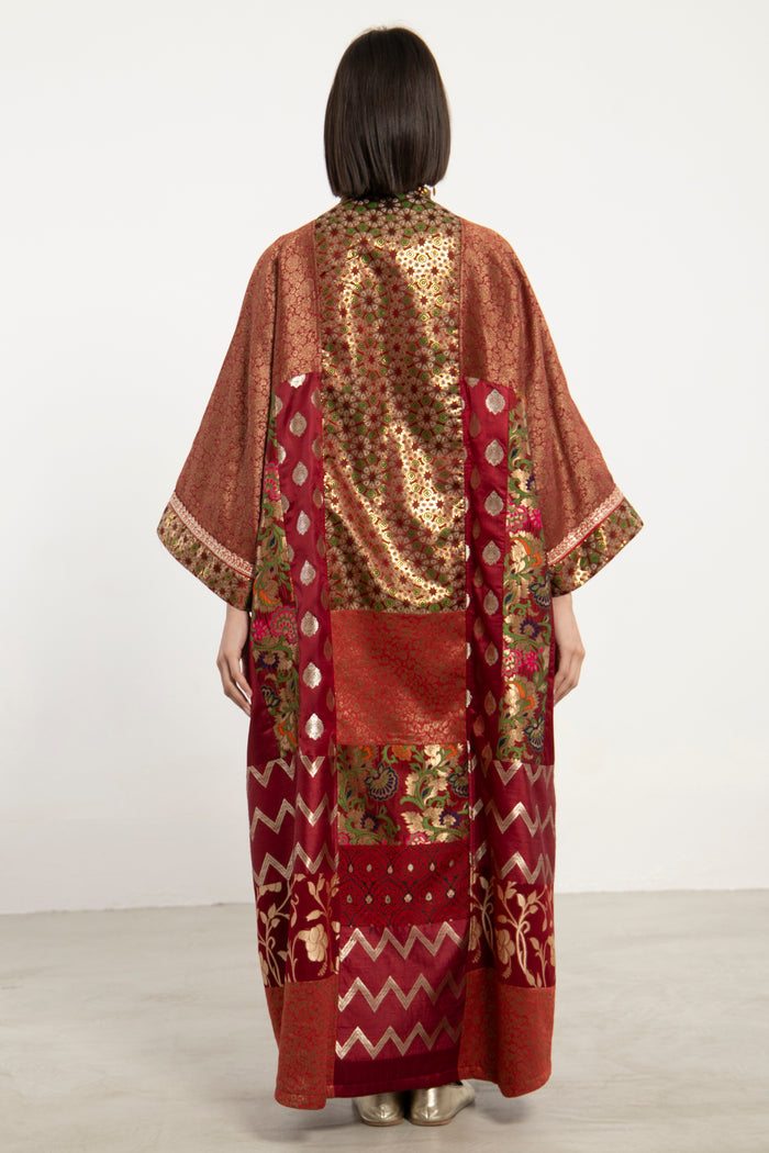 Chouf Silk Brocade Red & Gold Dress