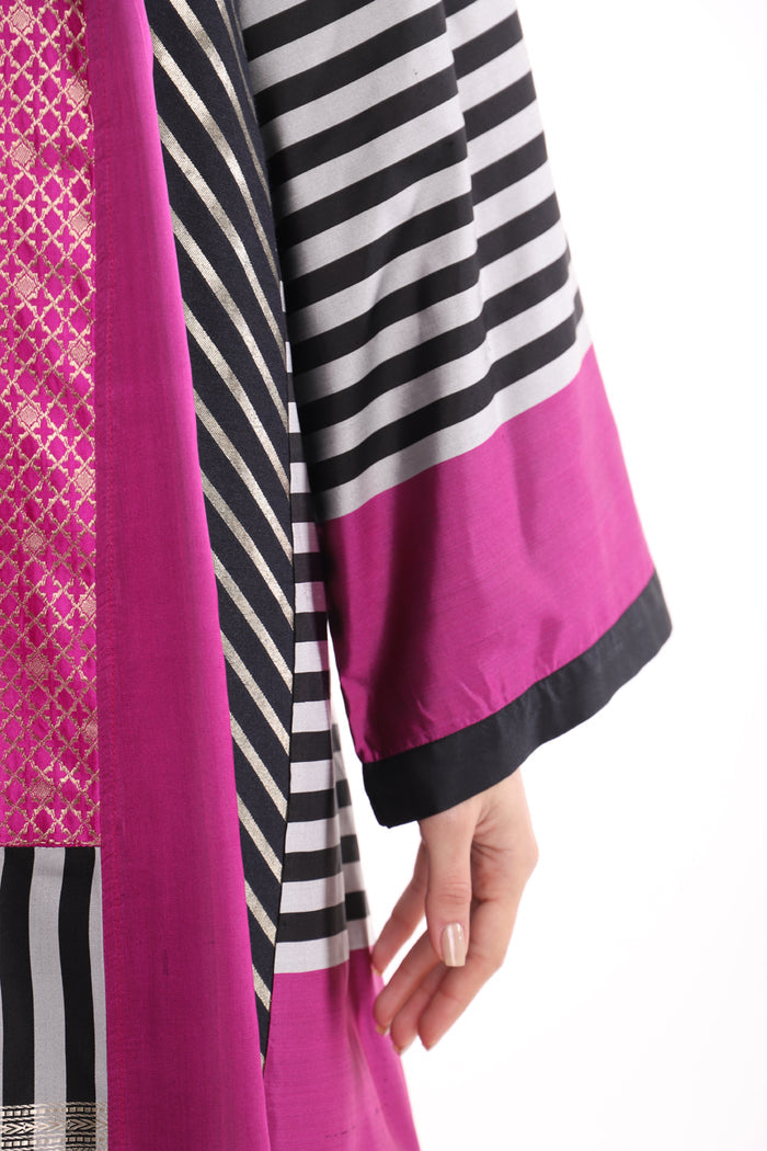 Chouf Silk Fuschia Patchwork Dress