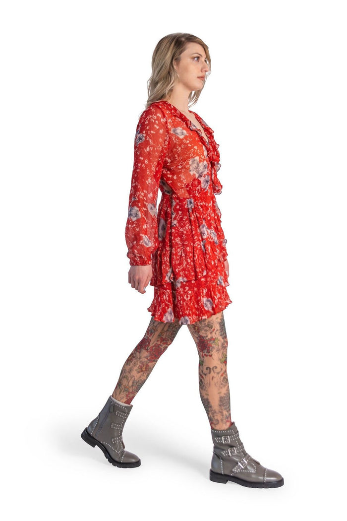 Chrysanthemums, Peonies and Grey Water Tattoo Leggings