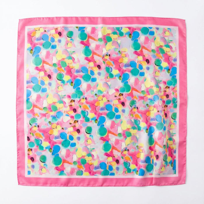 Circles Square Silk Feel Scarf (70x70cm) - Pinks