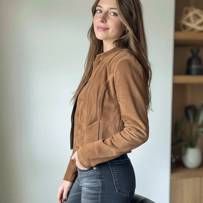Clara Jacket Tan - Nappa Suede