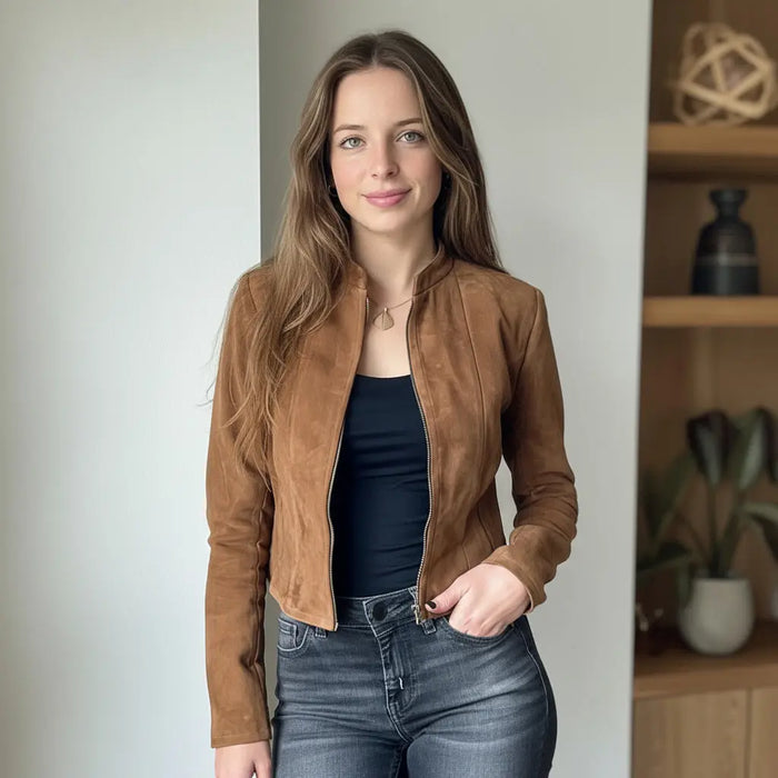 Clara Jacket Tan - Nappa Suede