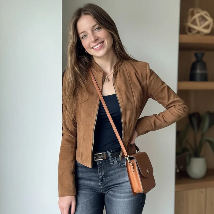 Clara Jacket Tan - Nappa Suede