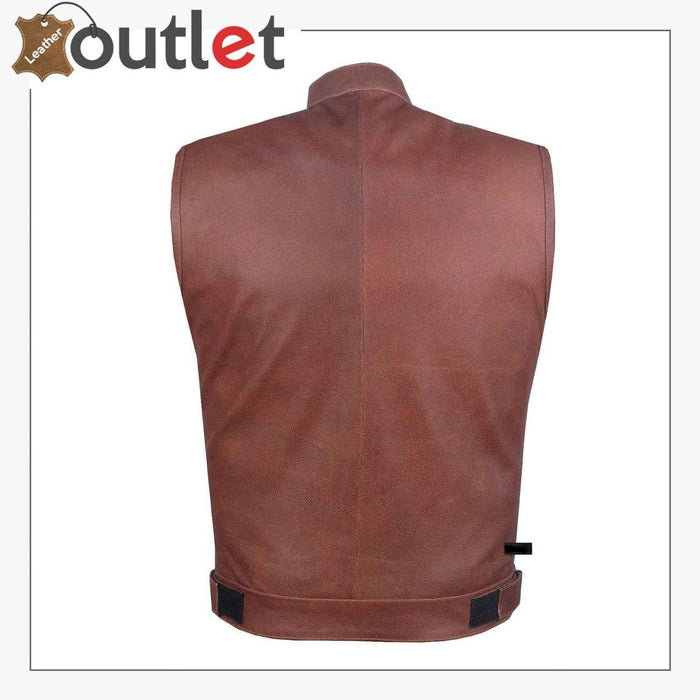 Classic Brown Leather Vest For Men