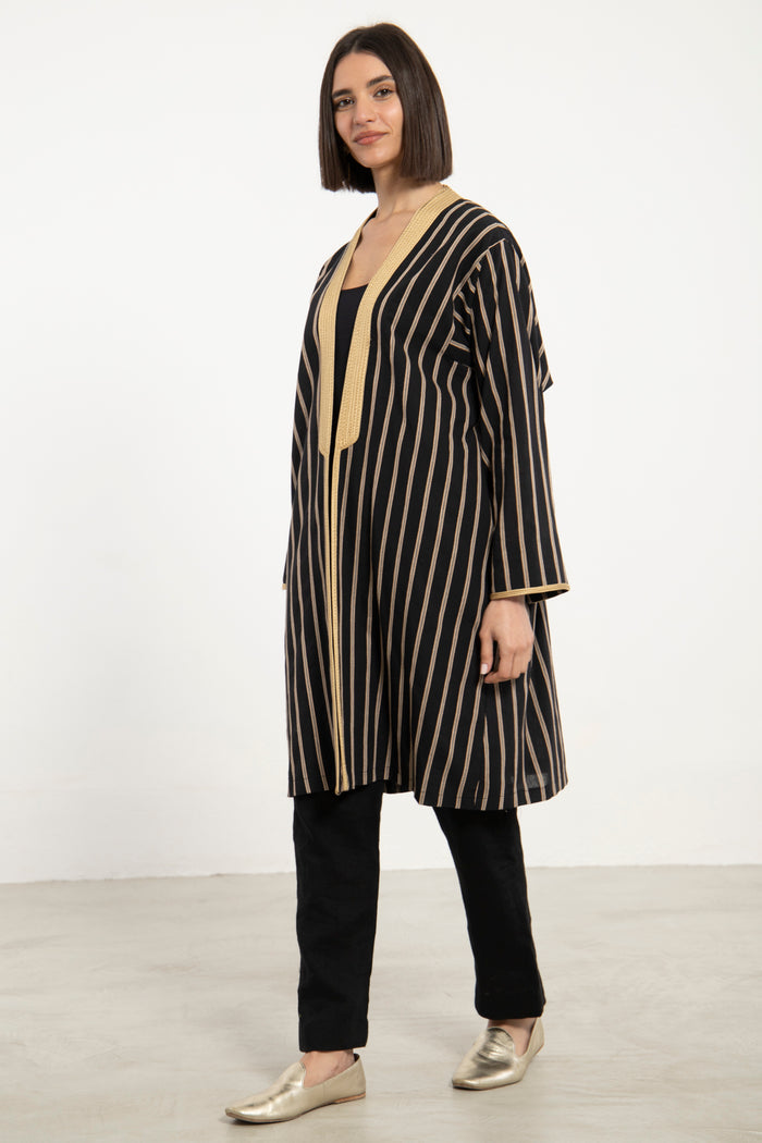 Classic Cotton Striped Abaya - Short