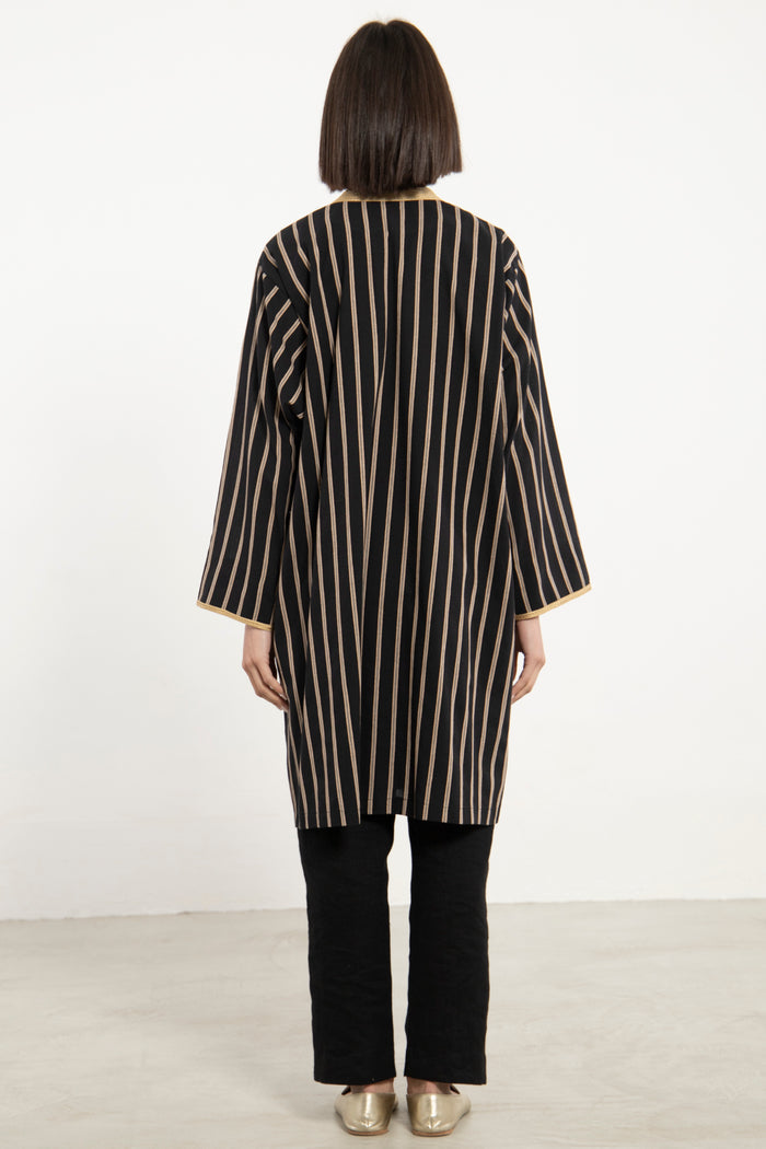 Classic Cotton Striped Abaya - Short