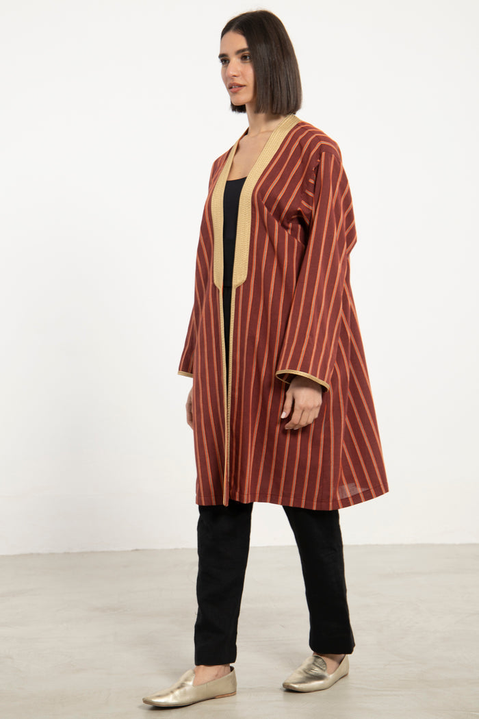 Classic Cotton Striped Abaya - Short
