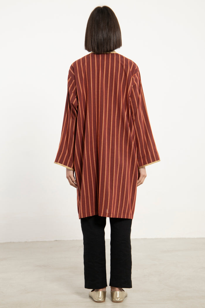 Classic Cotton Striped Abaya - Short