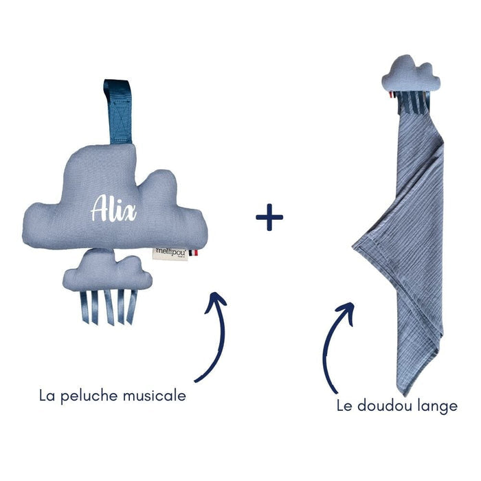 Coffret naissance doudou et peluche musicale - Lennon coffret naissance classique MELLIPOU