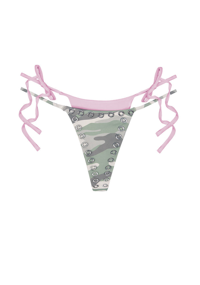 COLLIDE DOUBLE LAYER THONG BIKINI BOTTOMS CAMO