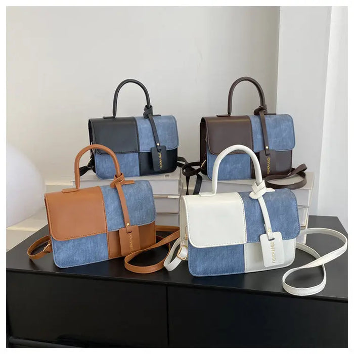 Contrast Color Denim Handbags/Sling Bags fashionnsio