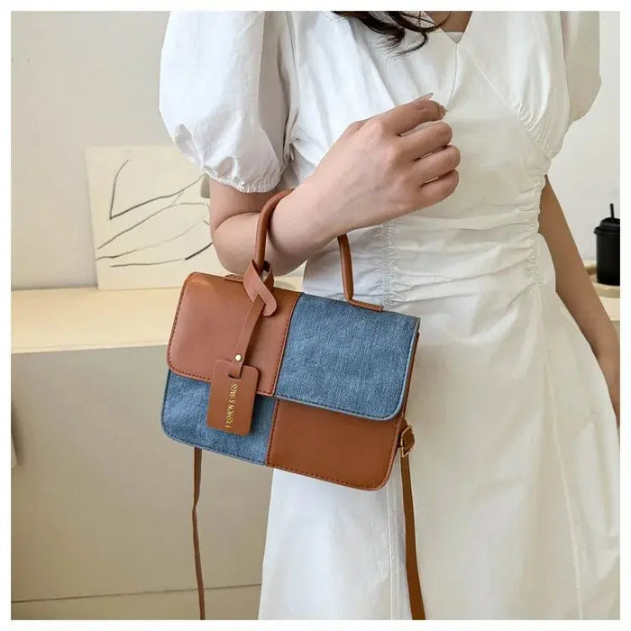 Contrast Color Denim Handbags/Sling Bags fashionnsio