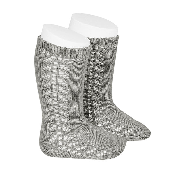 Condor Side Openwork Knee High Socks (#221 Aluminio)