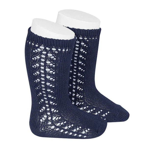 Condor Side Openwork Knee High Socks (#480 Navy)