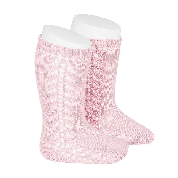 Condor Side Openwork Knee High Socks (#500 Rosa)