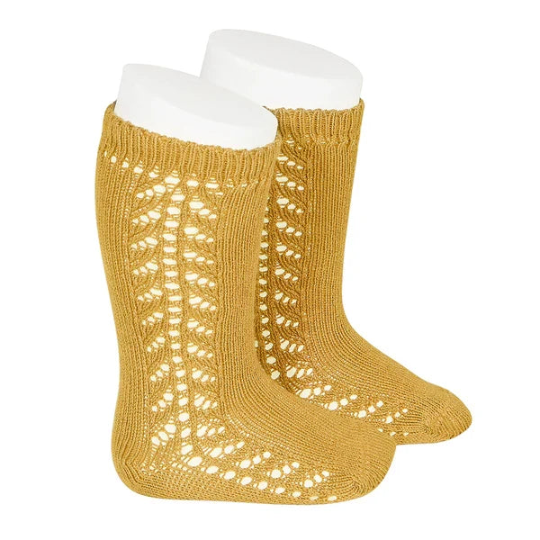 Condor Side Openwork Knee High Socks (#629 Mostaza)