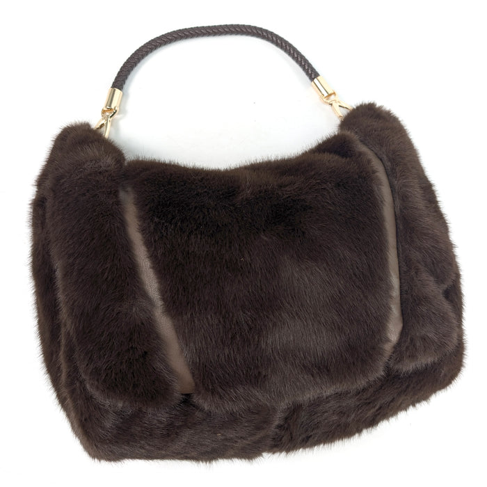 Cora - Faux Fur Shoulder Bag - Dark Brown