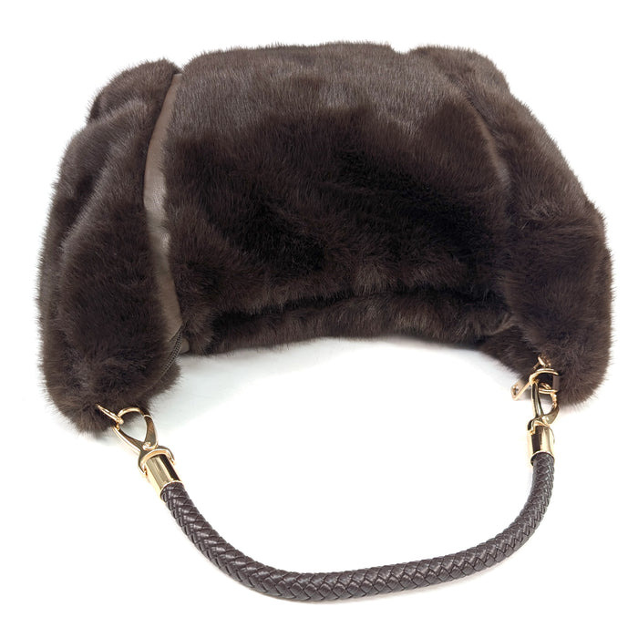 Cora - Faux Fur Shoulder Bag - Dark Brown