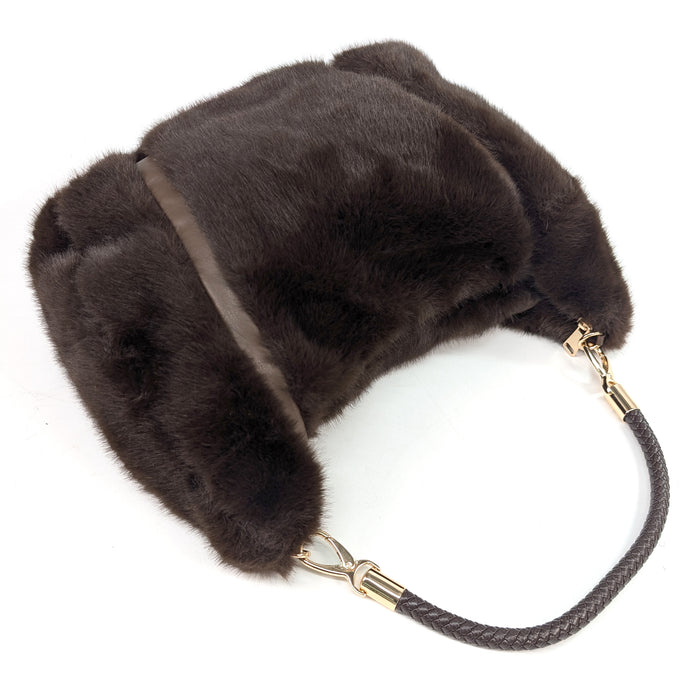 Cora - Faux Fur Shoulder Bag - Dark Brown