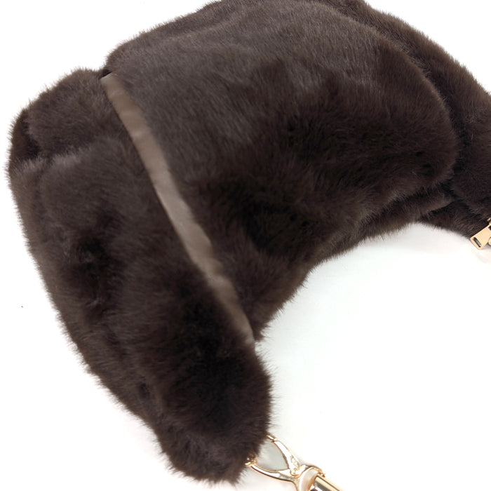 Cora - Faux Fur Shoulder Bag - Dark Brown