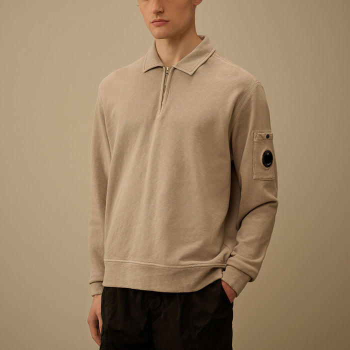 C.P. Company - Malfilè Fleece Lens Half Zip Sweatshirt in Dove - Nigel Clare