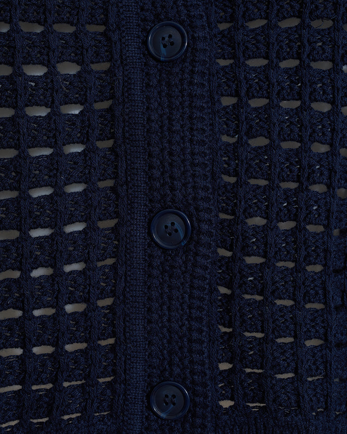 Crochet Sweater Cardigan in Nassau Navy