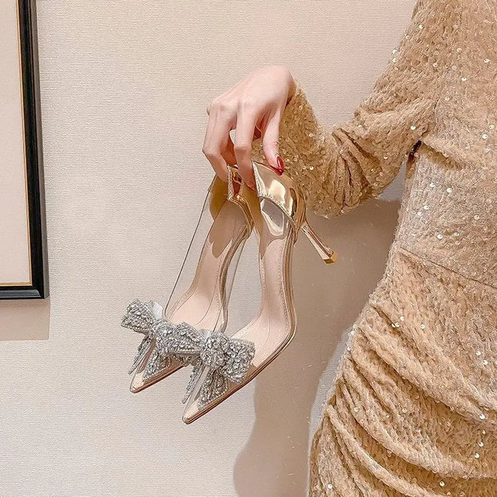Rhinestone Crystal Transparent Heels fashionnsio
