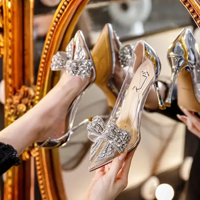 Rhinestone Crystal Transparent Heels fashionnsio