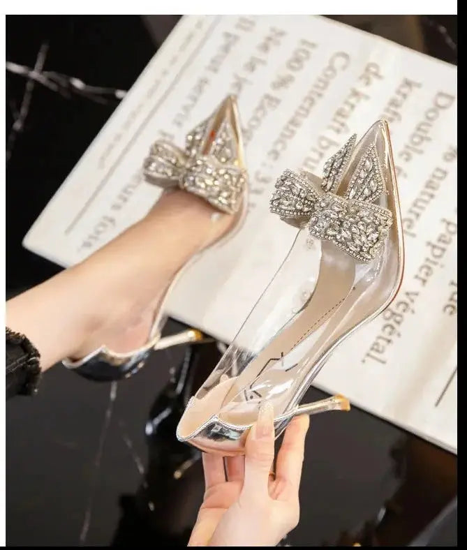 Rhinestone Crystal Transparent Heels fashionnsio