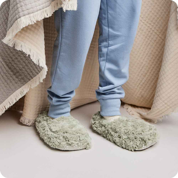 Microwavable Curly Sage Green Warmies Slippers - Warmies USA