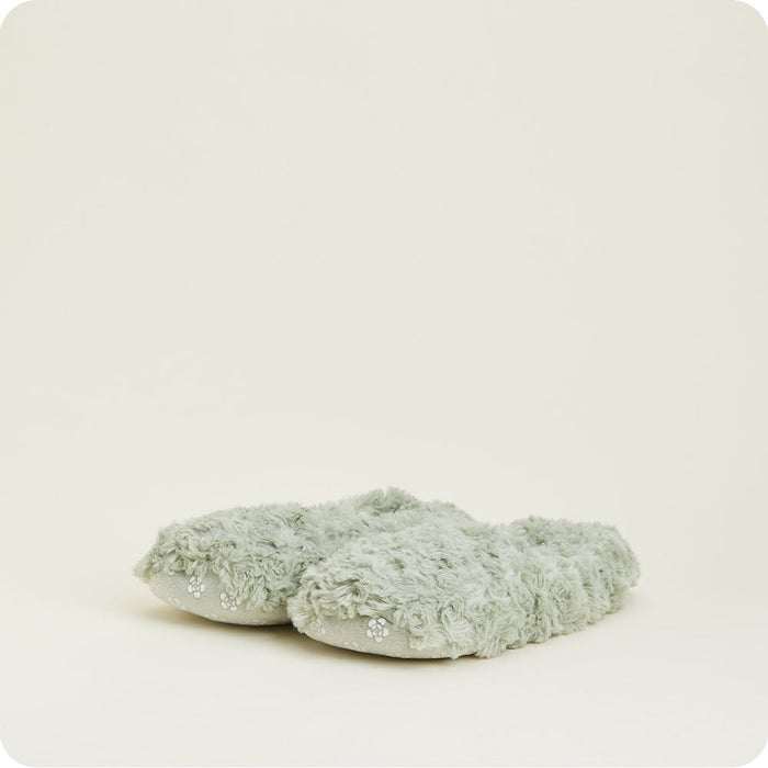 Cozy Curly Sage Green Warmies Slippers