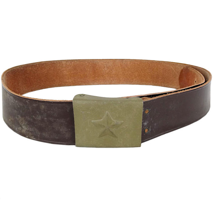 Czech Military Leather Belt - Star Buckle - Czech Army Surplus - Belts