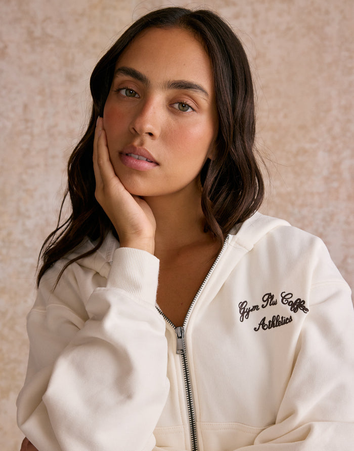 Daily Zip Hoodie in Warm White