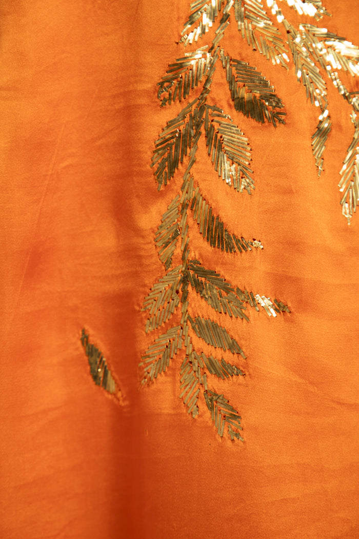 Darine Silk Orange Tareq Embroidered Dress