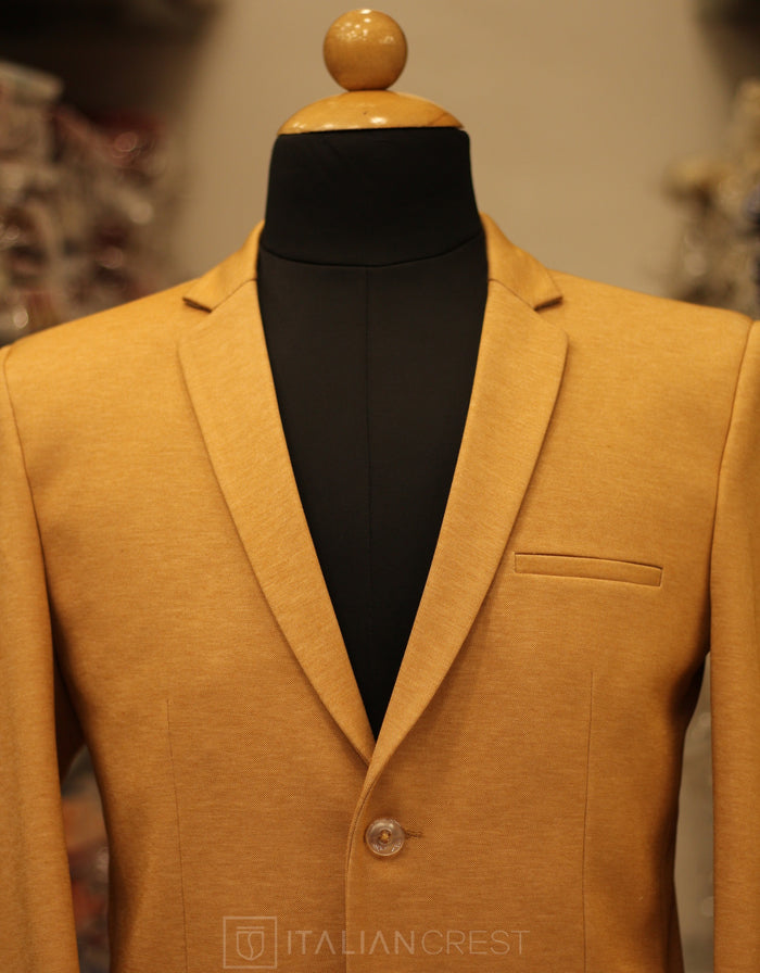Dark Beige Knitted Tweed Blazer