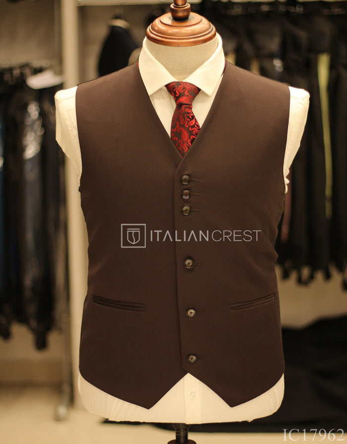 Dark Brown 3-Piece Notch Lapel Suit