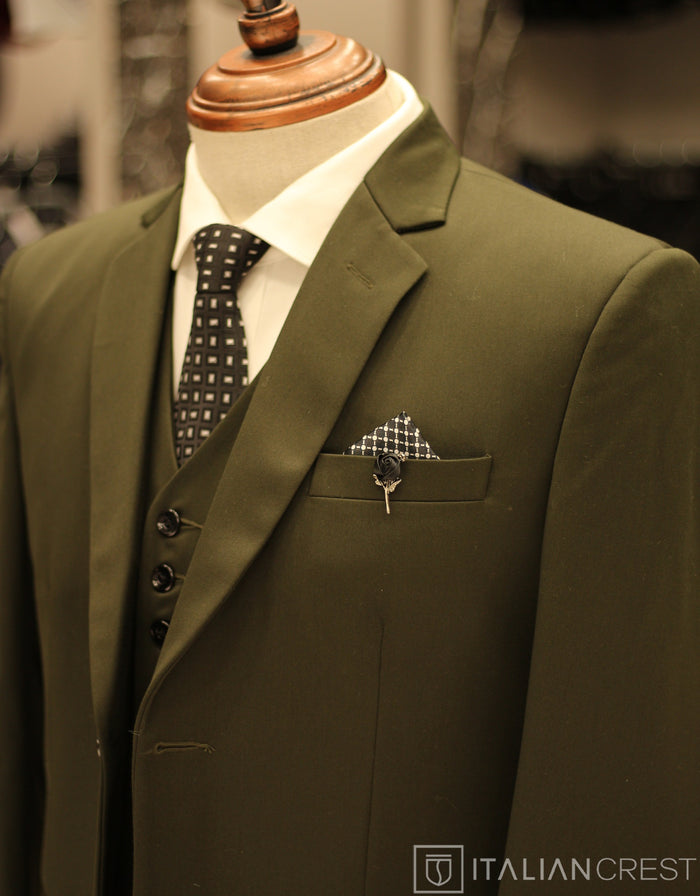 Dark Green 3-Piece Notch Lapel Suit