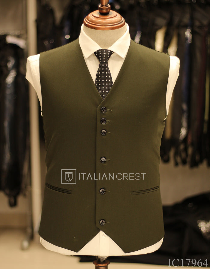 Dark Green 3-Piece Notch Lapel Suit