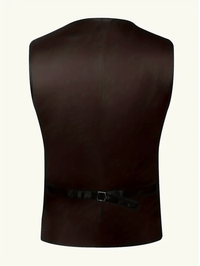 Dark Green Waistcoat Vest Necktie Handkerchief Cufflinks Set-MD-043+ N-8358 - SimonVon Shop