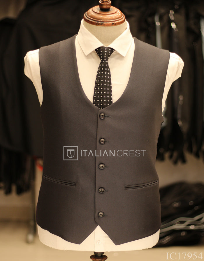 Dark Grey 3-Piece Notch Lapel Suit
